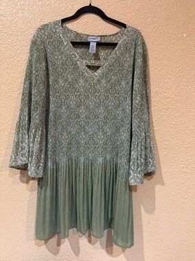 Catherines Sage Green Printed Peasant Tunic